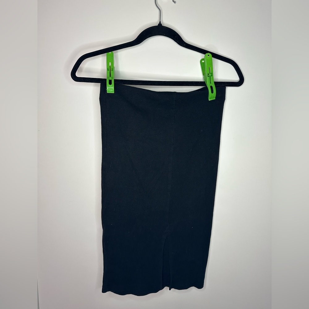 ZARA Black Tube Midi Skirt - Women's Stretch Knit